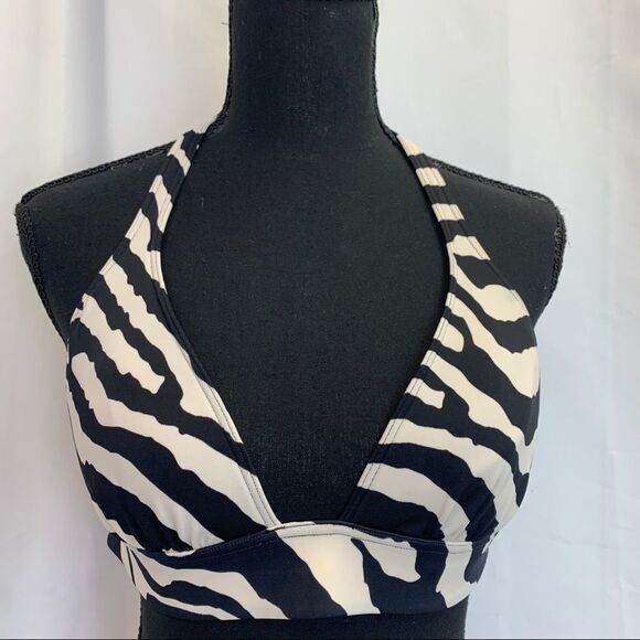 Victoria’s Secret zebra animal print bikini top Sz M Black cream NWOT - Picture 4 of 8
